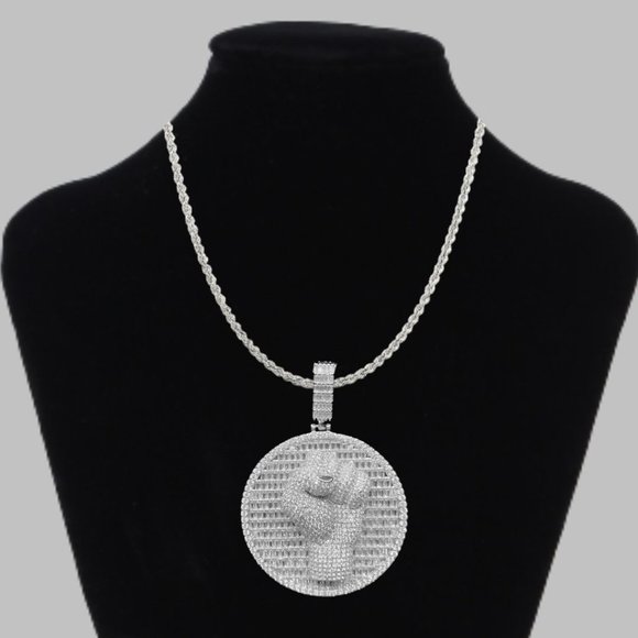 Baguette and Round Diamond Octagon Pendant - Nuha Jewelers Round Power Stereoscopic Baguette Design Luxury Pendant